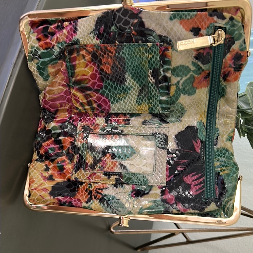 HOBO Floral Snake-Embossed Clutch in Cream, Black, Yellow, Green - Picture 3 of 6